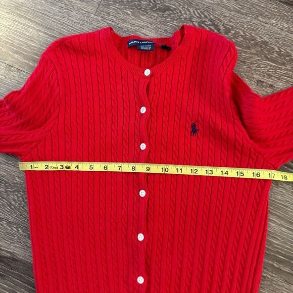 Ralph Lauren Red Cable Knit Cardigan - Picture 4 of 7